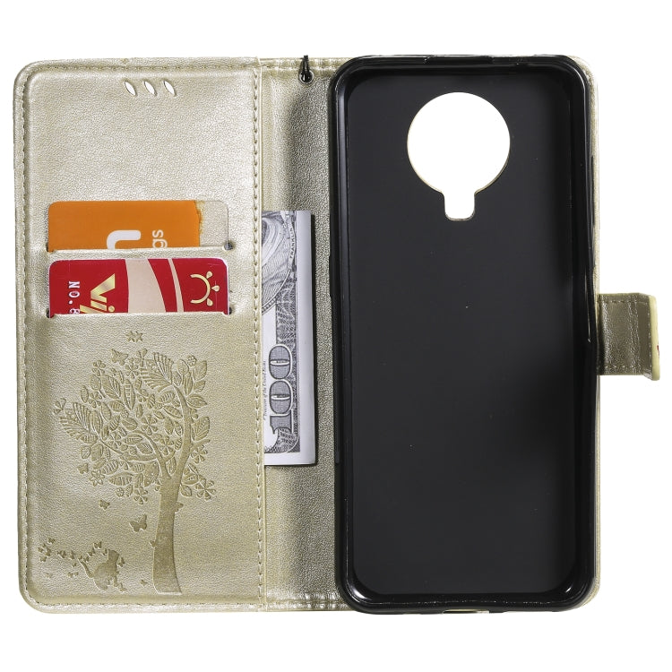 Gold flip phone case opened to show card slots and camera cutout window