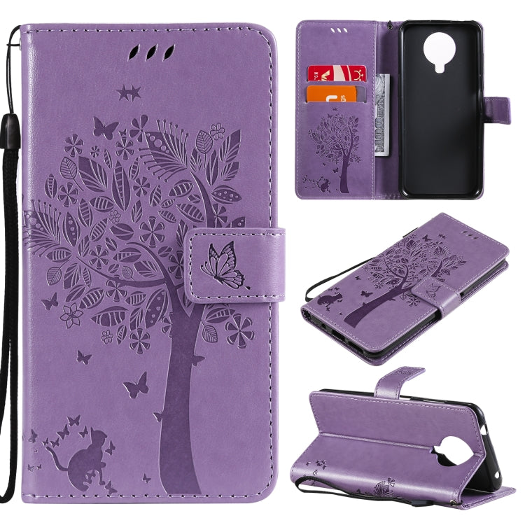 Printed PU leather flip phone wallet case with lanyard and card slots, lavender purple