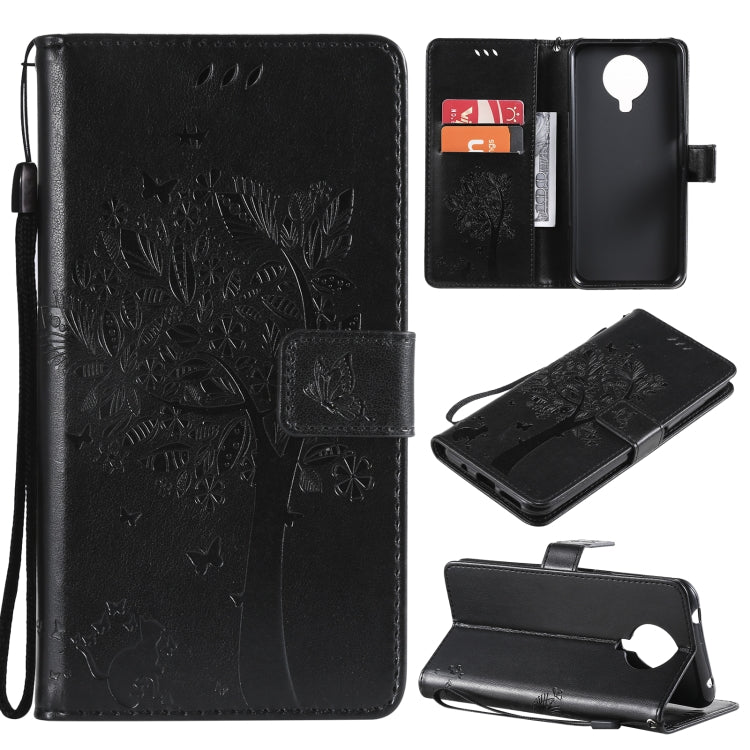 Printed PU leather flip phone wallet case with lanyard and card slots, black