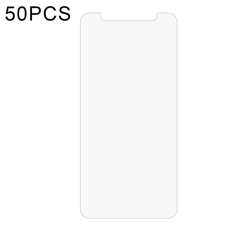 Tempered glass screen protector, 50-pack, clear full-size sheet with top cutout