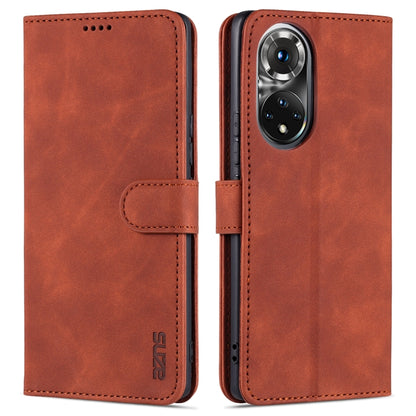 Brown leather flip phone wallet case with card slots and stand holder