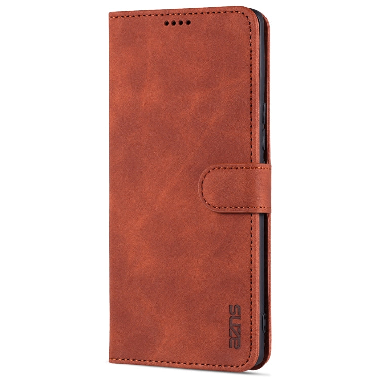 Brown leather flip phone wallet case with card slot holder flap