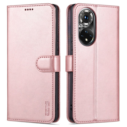 Leather flip phone case with card slots and holder, light pink with stitched trim