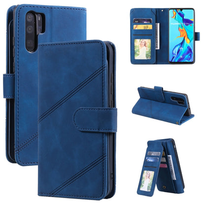 Blue PU leather wallet flip phone case with card slots and portrait fold stand