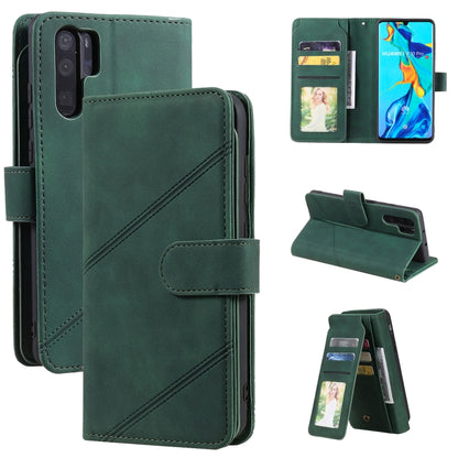 Green PU leather wallet flip phone case with card holder and kickstand