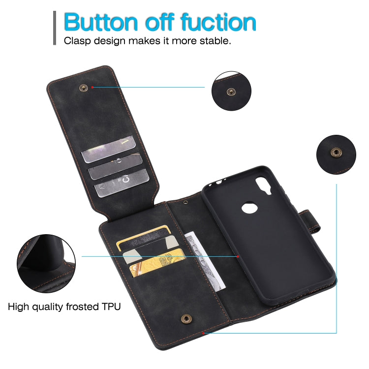 Black PU leather flip phone case with multi-card slots and fitted phone back cover