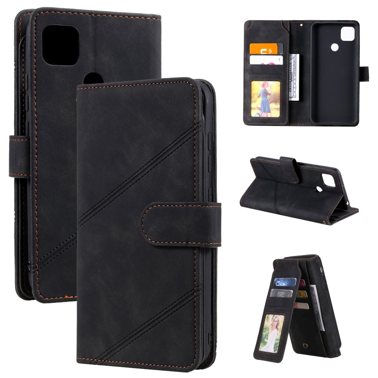 Black PU leather flip wallet phone case with card slots and magnetic stand support