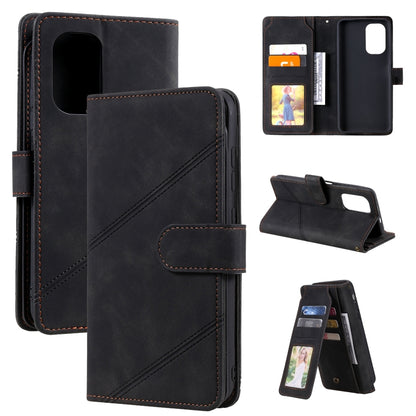 Black PU leather folio flip phone case with card slots, wallet pocket, and kickstand