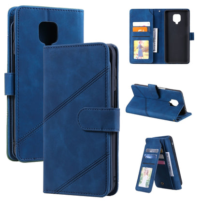 Blue PU leather horizontal flip phone wallet case with card holder pockets and kickstand