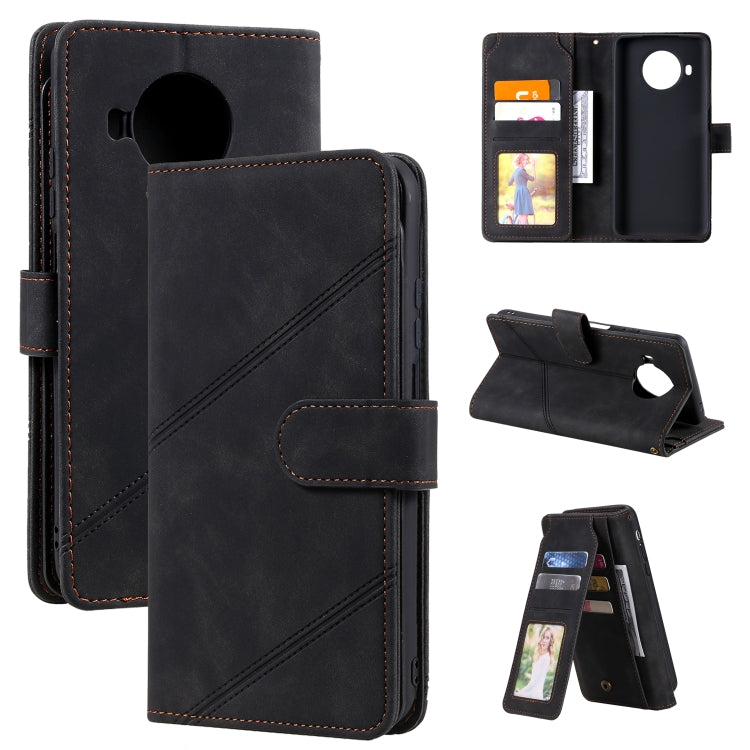 Black PU leather folio flip phone case with card slots and front flap wallet pocket