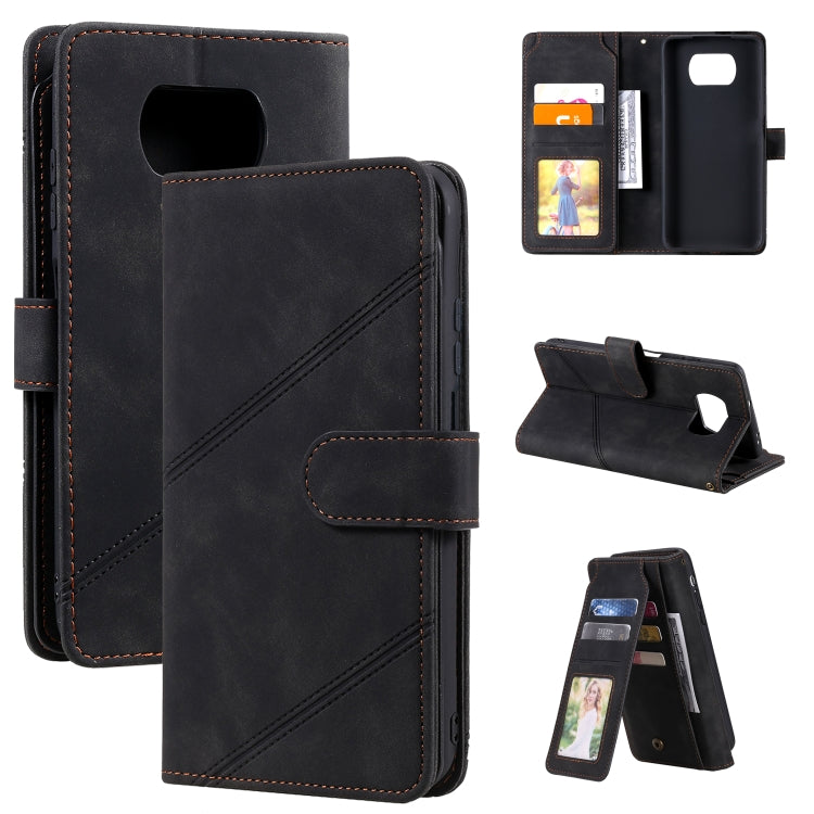 Black PU leather flip wallet phone case with card holder slots and magnetic closure