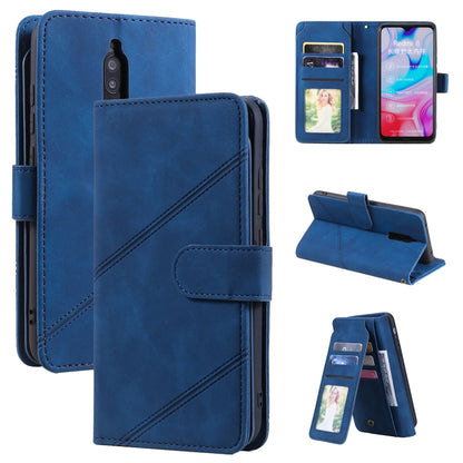 Blue PU leather flip phone wallet case with card slots and folio front cover