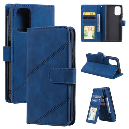Blue PU leather flip phone wallet case with card slots and phone back compartment