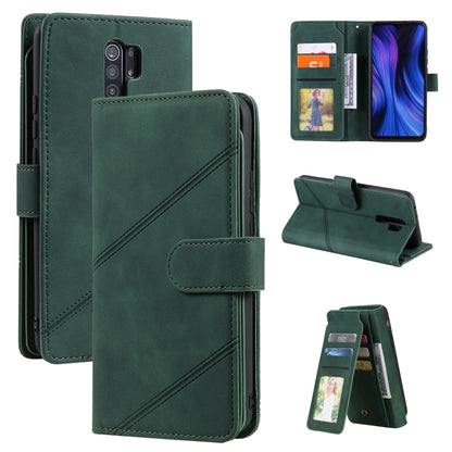 Green PU leather wallet phone case with card holder window and flip stand for phone