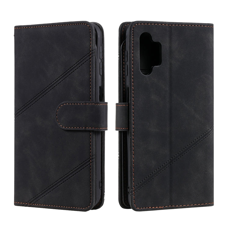 Black PU leather flip phone wallet case with front cover and cutout for camera