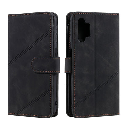 Black PU leather flip phone wallet case with front cover and cutout for camera