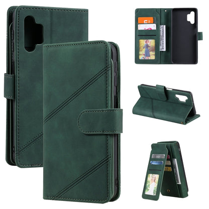 Green PU leather flip wallet case with card slots and stand cover for phone