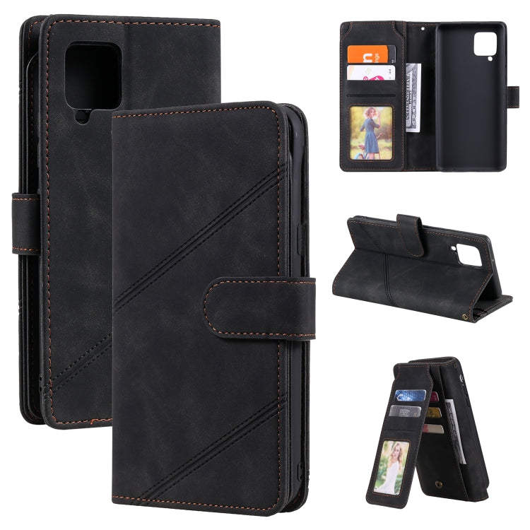 Black PU leather flip wallet case with card slots and stand cover for phone