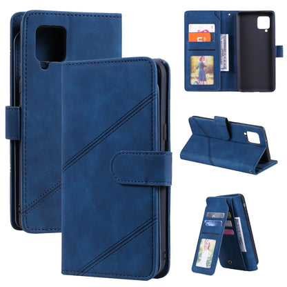 Blue PU leather flip wallet case with card slots and stand cover for phone