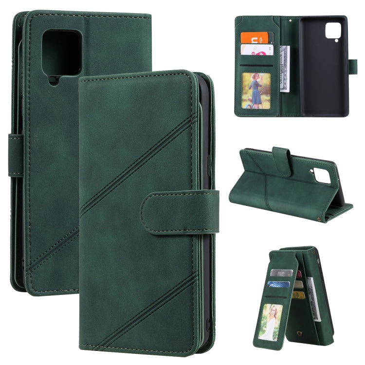 Green PU leather flip wallet case with card slots and stand cover for phone