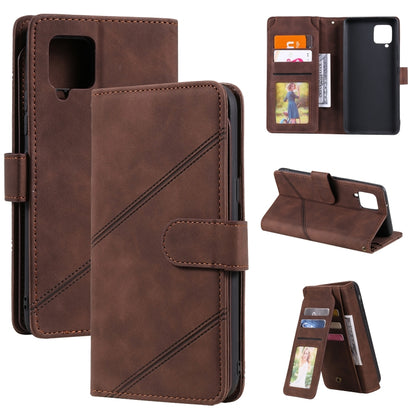 Brown PU leather flip wallet case with card slots and stand cover for phone