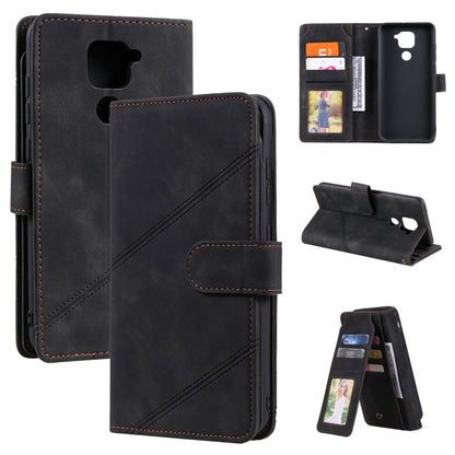 Dark PU leather flip wallet case with card slots and stand cover for phone