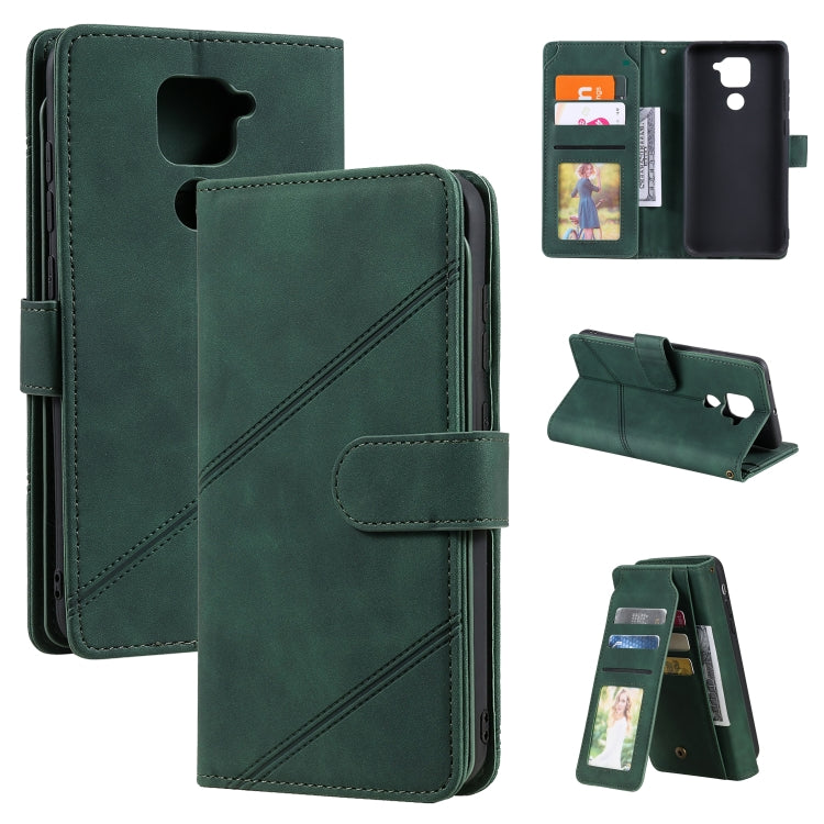 Green PU leather flip phone wallet case with card slots and kickstand holder