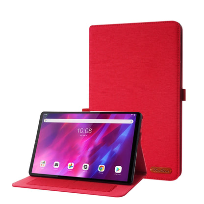 Red fabric-texture folio tablet case with flip stand and viewing holder for device protection