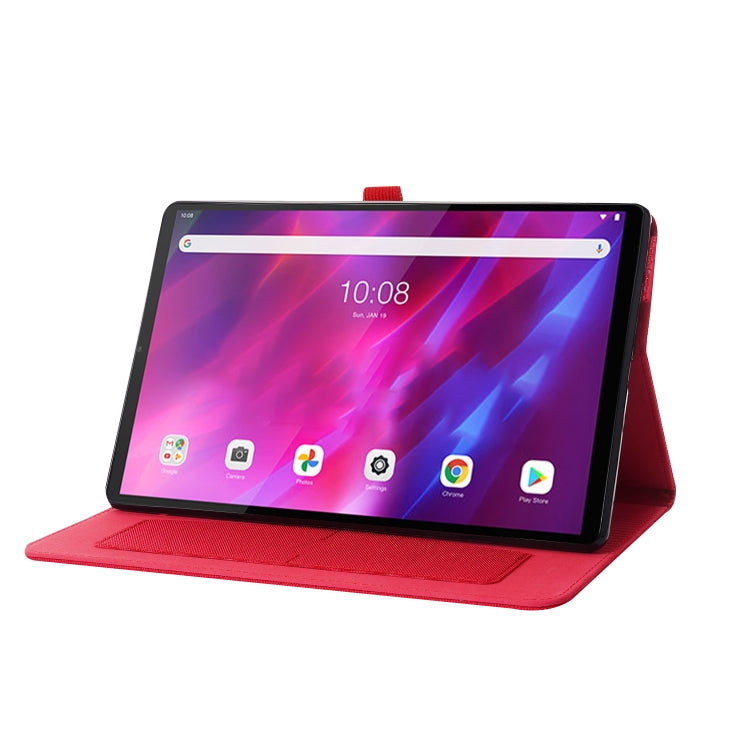 Red fabric-texture folio tablet case with flip stand for landscape viewing support
