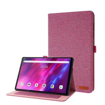 Red wine fabric-texture folio tablet case with flip stand and viewing holder