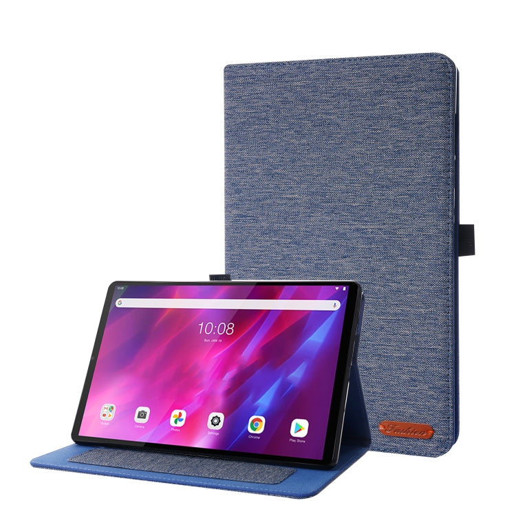 Blue fabric-texture folio tablet case with flip stand and full protective cover