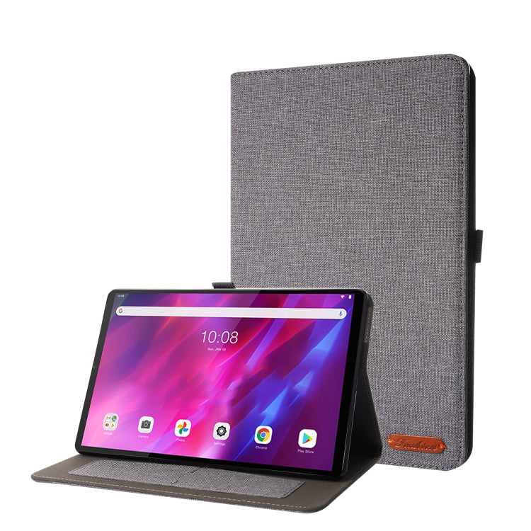 Gray fabric-texture folio tablet case with flip stand and protective front cover
