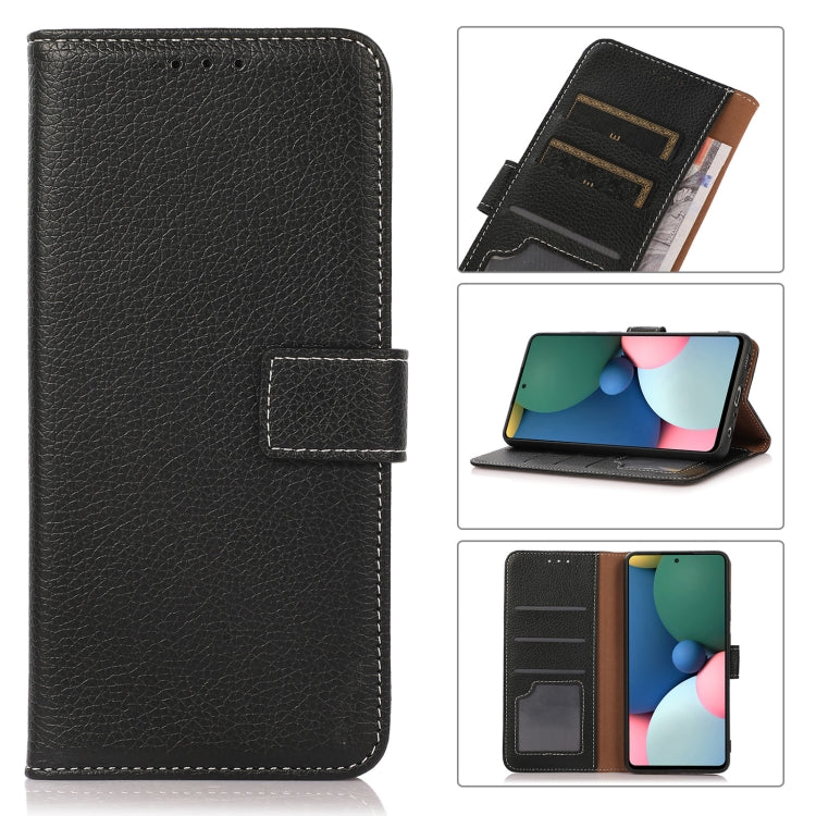 Black flip leather phone case with card slots and horizontal viewing stand
