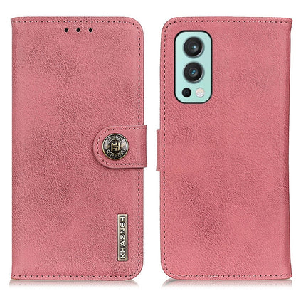 Pink leather flip wallet case with card slots and phone camera cutout, cowhide texture
