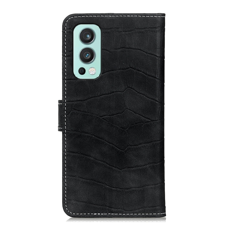 Black crocodile-texture leather phone case with camera cutout and stitched border