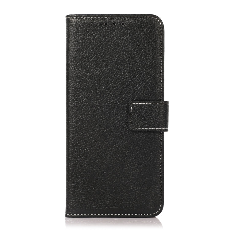 Black leather phone wallet case with flip cover and card pocket