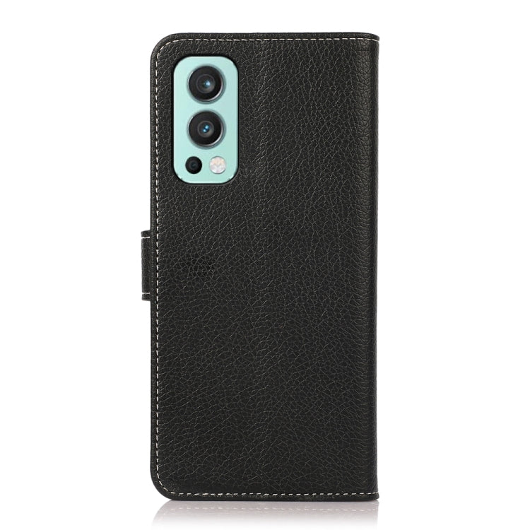 Black leather flip phone case with camera cutouts and side strap