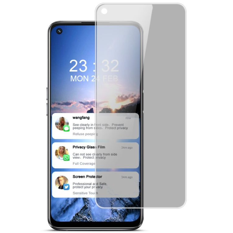 Privacy tempered glass screen protector on phone front, with side-visibility dimming
