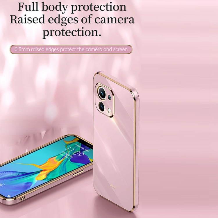 Pink TPU phone case with raised camera edges and gold-tone border for Xiaomi Mi 11 Lite