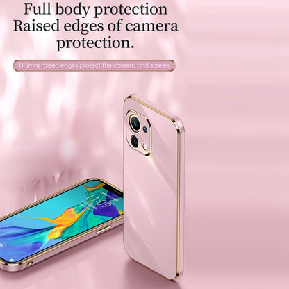 Pink TPU phone case with raised camera edges and gold-tone border for Xiaomi Mi 11 Lite