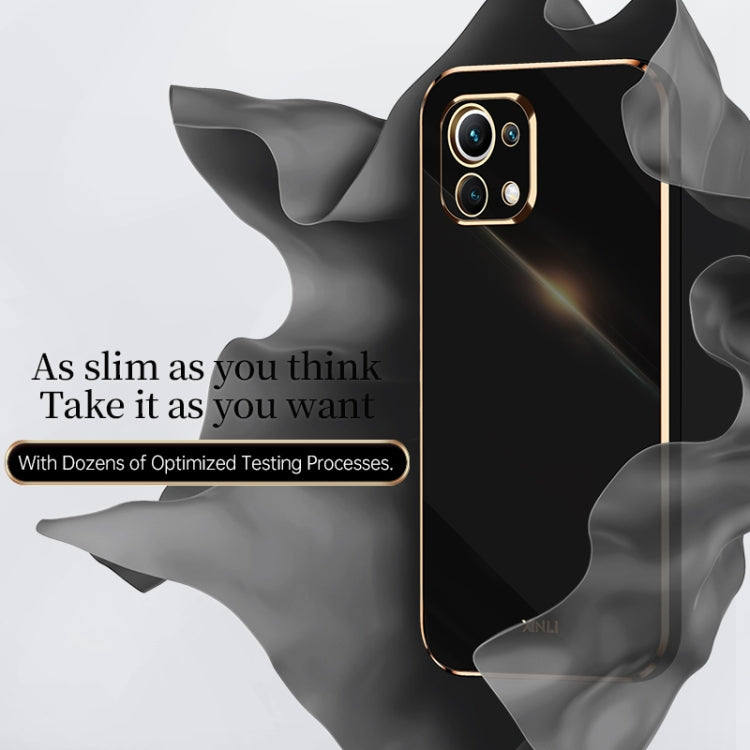 Black TPU phone case with gold-tone frame and dual camera cutout for Xiaomi Mi 11 Lite