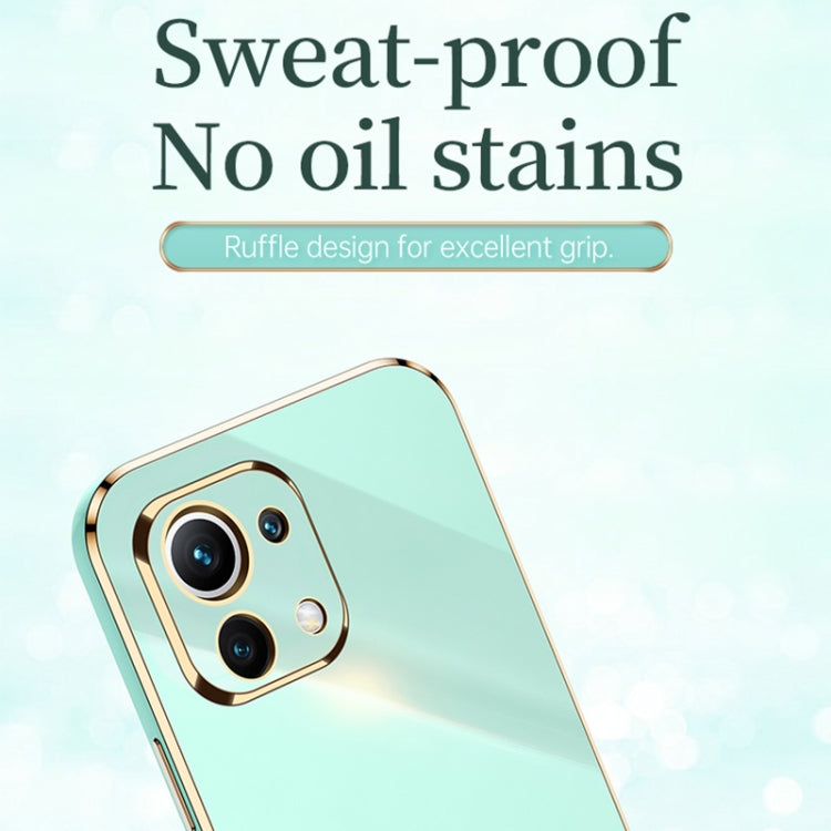 Light teal TPU phone case with gold-tone edges for Xiaomi Mi 11 Lite