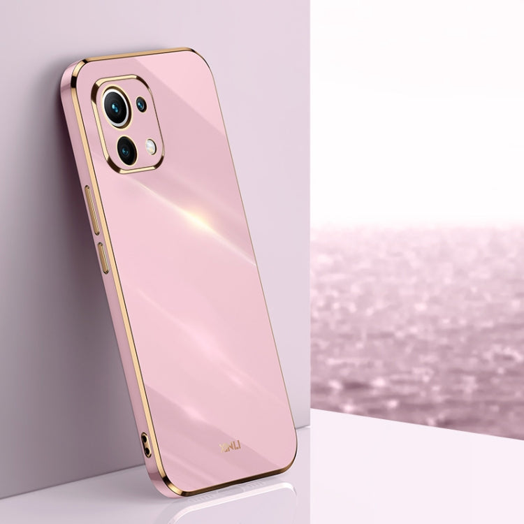 Pink TPU phone case with gold-tone edges for Xiaomi Mi 11 Lite