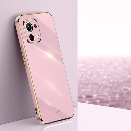 Pink TPU phone case with gold-tone edges for Xiaomi Mi 11 Lite