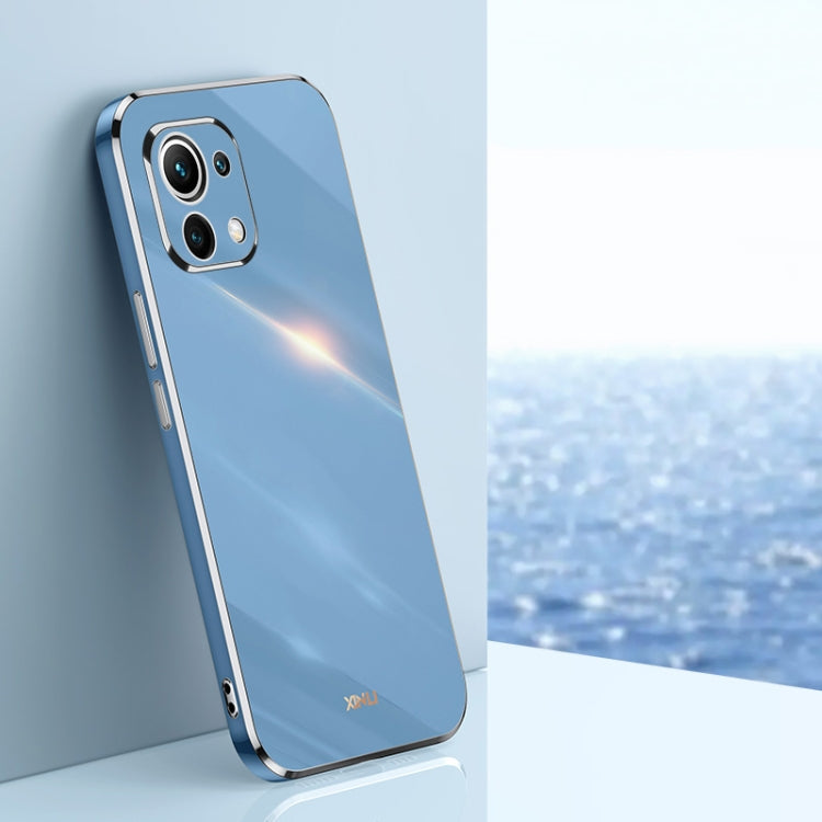Blue TPU phone case with gold-tone edges for Xiaomi Mi 11 Lite