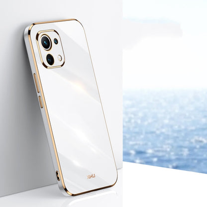 White TPU phone case with gold-tone edges for Xiaomi Mi 11 Lite