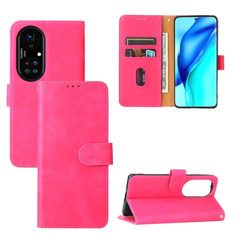 Pink PU leather flip phone case with magnetic buckle, card slots, and wallet stand