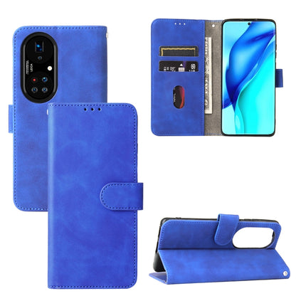 PU leather magnetic flip phone case with card slots and holder, blue, horizontal wallet style