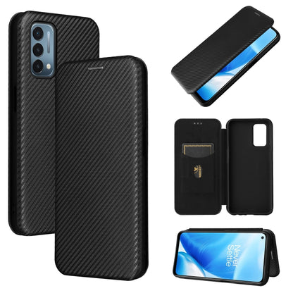 Black carbon-fiber texture magnetic flip phone case with card slot