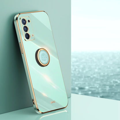 Mint green TPU phone case with ring holder and gold-tone edges for OPPO phones